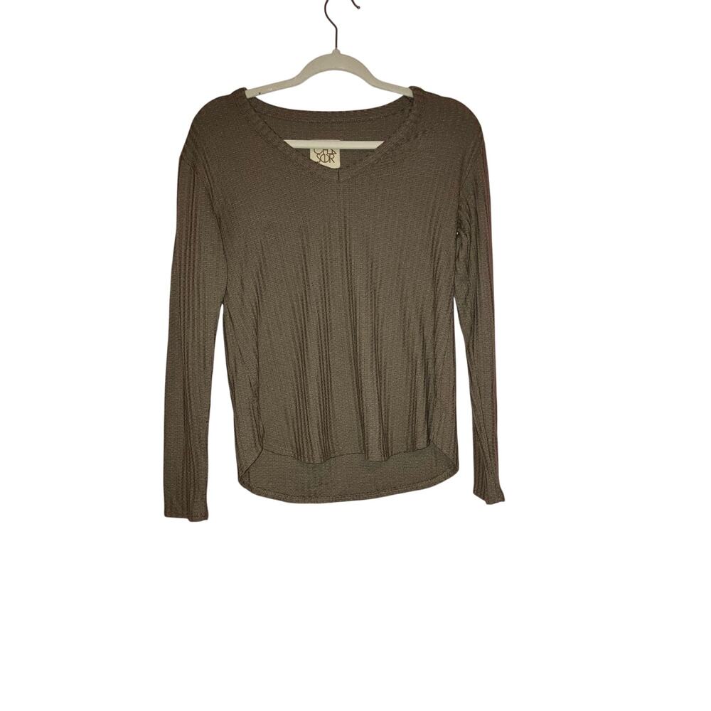 🥳 5/$20 Chasor Revolve brand brown waffle knit long sleeve top size XS